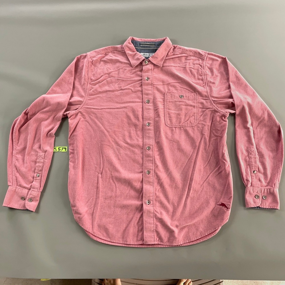Tommy Bahama Coastline Cord Shirt Mens Large Tall LT Pink Cotton Corduroy L/S